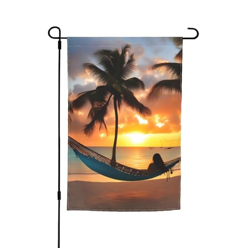 Kokosnuss-Strand-Hängematte, Druck, Urlaub, Gartenflaggen, 30,5 x 45,7 cm, Ganzjahresflagge, Outdoor-Hof-Dekoration für Terrassen Kokosnuss-Strand-Hängematte, Druck, Urlaub, Gartenflaggen, 30,5 x 45,7 cm, Ganzjahresflagge, Outdoor-Hof-Dekoration für Terrassen von OAZCVBNN