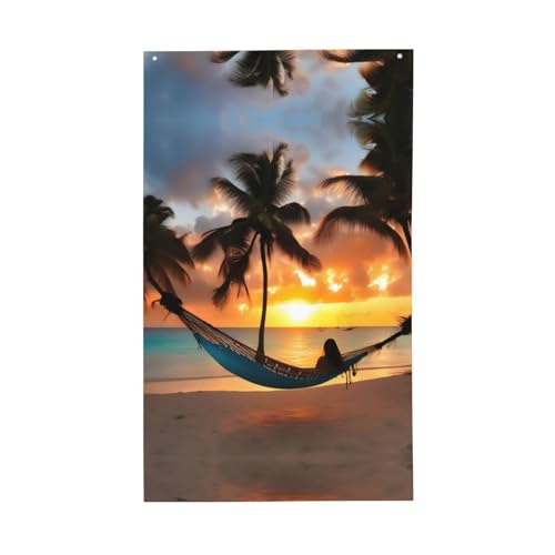 Kokosnuss-Strand-Sonnenuntergang Hängematte Druck Outdoor dekorative Flagge Display alle Jahreszeiten einseitiges Muster Hof Veranda Terrasse Kokosnuss-Strand-Sonnenuntergang Hängematte Druck Outdoor dekorative Flagge Display alle Jahreszeiten einseitiges Muster Hof Veranda Terrasse von OAZCVBNN