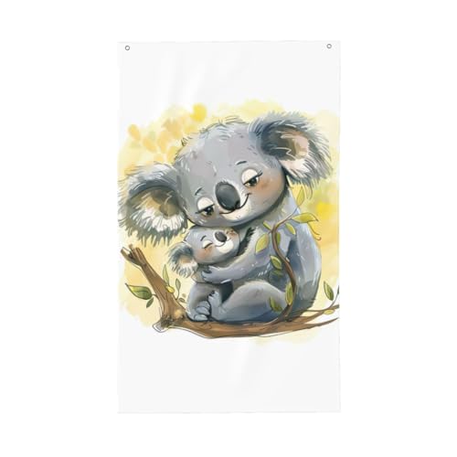 Niedliche Koala-Mom-Druck, dekorative Flagge, für den Außenbereich, für alle Jahreszeiten, einseitiges Muster, Hof, Veranda, Terrasse von OAZCVBNN