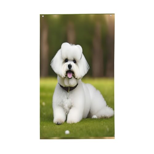Niedlicher Bichon-Frisé-Hunde-Druck, für den Außenbereich, dekorative Flagge, für alle Jahreszeiten, einseitiges Muster, Hof, Veranda, Terrasse Niedlicher Bichon-Frisé-Hunde-Druck, für den Außenbereich, dekorative Flagge, für alle Jahreszeiten, einseitiges Muster, Hof, Veranda, Terrasse von OAZCVBNN