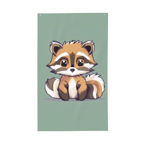 Niedlicher Waschbär-Druck, für den Außenbereich, dekorative Flagge, für alle Jahreszeiten, einseitiges Muster, Hof, Veranda, Terrasse von OAZCVBNN