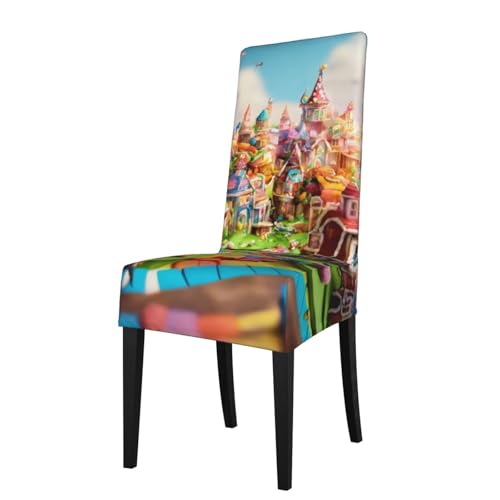OAZCVBNN Candy Land Print knitterfreie bequeme Esszimmerstuhlhussen Stühle leicht zu reinigen Sitzbezüge von OAZCVBNN