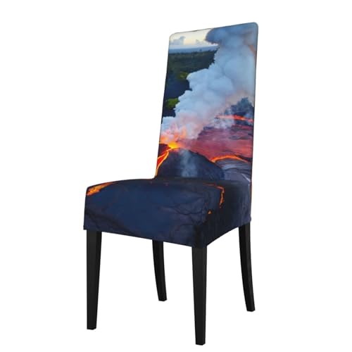 OAZCVBNN Kilauea Volcanos Print Knitterfreie bequeme Esszimmerstuhlhussen Stühle leicht zu reinigen Sitzbezüge von OAZCVBNN