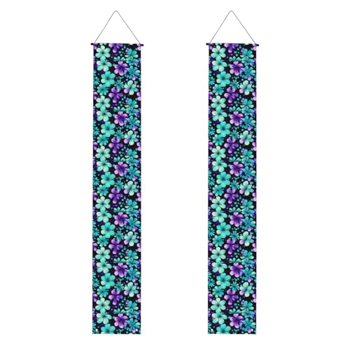 Violette und blaugrüne Blumen, bedruckt für mehrere Anlässe, zum Aufhängen an jedem Ort, Banner, Dekoration, Feiern, Partyzubehör von OAZCVBNN