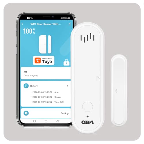 OBA -DRW22 Tuya Smart: Kompletter WiFi-Alarm, Tür-/Fenstersensoren, Sirene, Alexa Google Home App von OBA