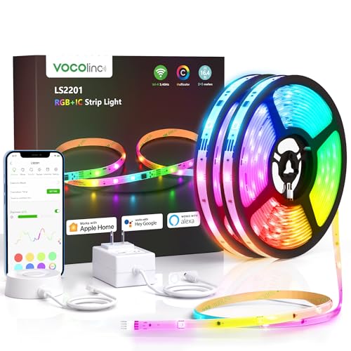 OBA VOCOLINC Smart LED-Streifen LS2201, RGB+IC, 10 Meter, WLAN 2,4 GHz, 16 Millionen Farben, kompatibel mit Apple HomeKit, Google Home, Alexa von OBA