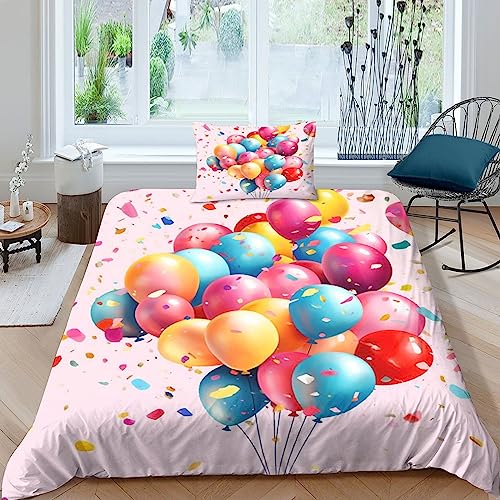 OBABO Muster aus bunten Luftballons Qualitätsvolles Bettwäsche Set Aus Microfaser Für Studenten WG Schlafzimmer, 2teilig Mit Bettbezug Und Kissenbezug Für Angenehmen Schlafkomfort Single（135x200cm） von OBABO