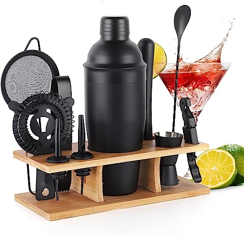 OBALY Barkeeper Kit 11-teilig Cocktail Shaker-Muddler für Cocktails 25oz Boston Shaker-Bar-Zubehör mit stilvollen Bambus Stand Mix Drink Shaker Kit Perfekte Martini Kit mit Cocktail-Rezepte Booklet… von OBALY