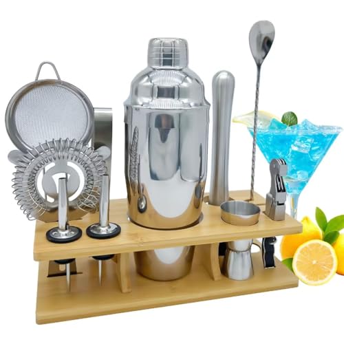 OBALY Bartender Kit 11-Piece Cocktail Shaker-Muddler for Cocktails 25oz Boston Shaker-Bar Accessories with Stylish Bamboo Stand Mix Drink Shaker kit Perfect Martini kit with Cocktail Recipes Booklet… von OBALY