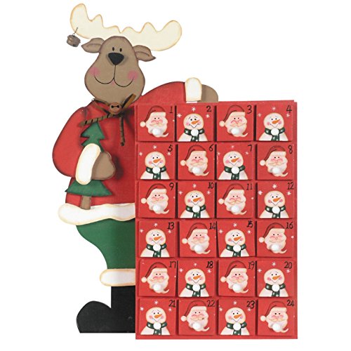 Adventskalender Elch mit 24 kleinen Schubladen, Holz, handbemalt von OBC-Kunsthandwerk