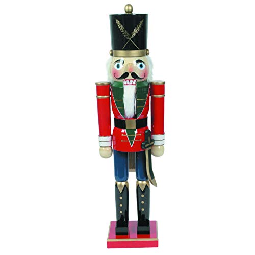 Nussknacker Figur groß XXL / 80 cm/Soldat mit Säbel rot-blau/Deko Figur Nussknacker Holz/handbemalt im Kunsthandwerks-Stil/weihnachtlich dekorieren von OBC-Kunsthandwerk