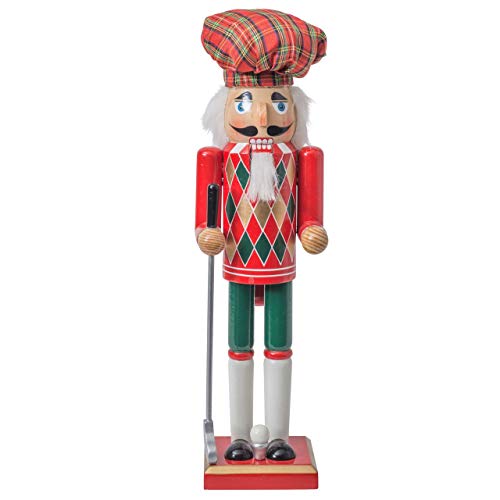 Nussknacker Kunsthandwerks-Stil schottischer Golfspieler rot-grün / 38 cm/weihnachtlicher Nussknacker/handbemalte Deko Figur aus Holz/weihnachtlich dekorieren von OBC-Kunsthandwerk