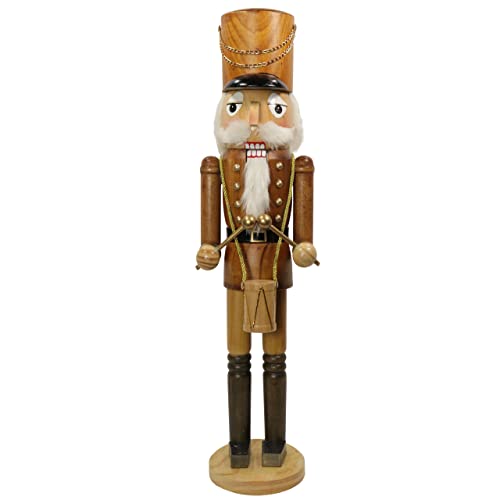 Nussknacker Figur groß XL / 50 cm/Trommel braun/Deko Figur Nussknacker Holz/handbemalt im Kunsthandwerks-Stil/weihnachtlich dekorieren von OBC-Kunsthandwerk