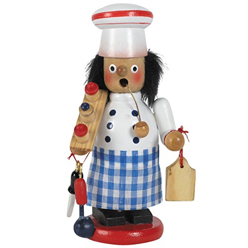 Räuchermännchen Koch, H: 15 cm, handbemalt im Kunsthandwerks-Stil von OBC-Kunsthandwerk