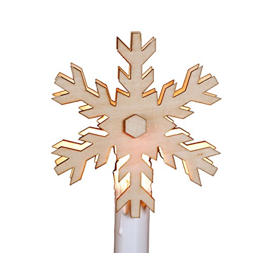 OBC-Kunsthandwerk Weihnachticher Aufstecker für elektrische Christbaumkerzen, Schneeflocke A, Holz von OBC-Kunsthandwerk