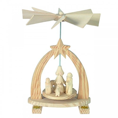 Weihnachts-Pyramide Krippe, H: 23 cm, handgearbeitet im Kunsthandwerks-Stil von OBC-Kunsthandwerk