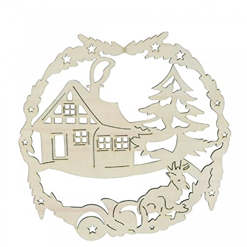 OBC-Kunsthandwerk Winterliches-Weihnachtliches Fensterbild aus Holz gesägt, Haus von OBC-Kunsthandwerk