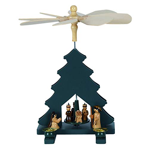 OBC Weihnachtspyramide/Baum mit Krippe grün/Pyramide Weihnachten/im Kunsthandwerks-Stil, handgefertigt/Deko zu Weihnachten von OBC