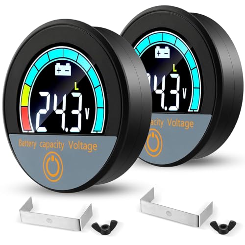 Battery Monitor,‌ 2PC Wasserdichtes Batterie Messgerät DC‌ Lithium LiFePO4 Blei-Säure Monitor für Golfwagen Boote Wohnmobile Batterieanzeige Monitor mit Temperatur Alarm 12V 24V 36V 48V 60V 72V 84V von OBDKCAN