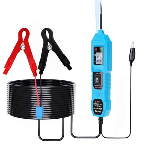 Spannungsprüfer Stift, Kfz Digital-Stromkreistester 6-48V DC Auto Circuit Tester mit Hintergrundbeleuchtung Durchgangsprüfung, Polaritätstest Leerlauftest Diodentest Erdungstest (Blau) von OBDKCAN