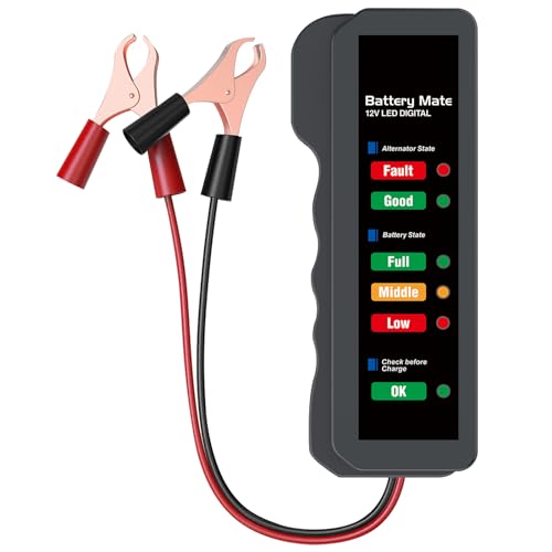 Autobatterietester 12V, Autobatterie messgerät-Tester Lichtmaschinentester Automotive,Batterie-Prüfgerät, Analysator zur Überprüfung von Lichtmaschine und Batterieladesystem, LED-Anzeige von OBDMONSTER