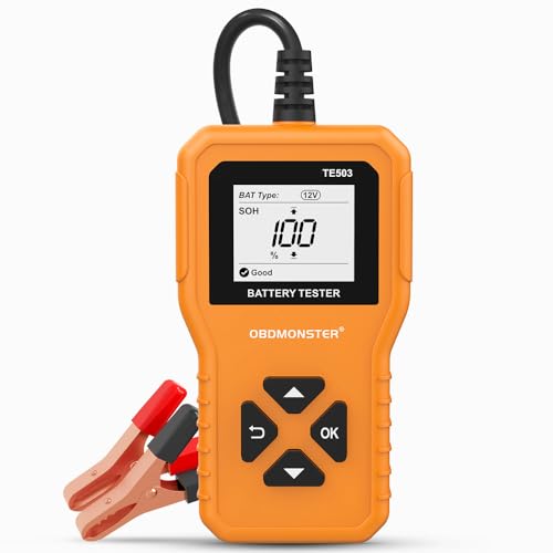 Autobatterietester 6V 12V 24V, Autobatterie messgerät-Tester 100-2000CCA 2-220Ah Batterietester Kfz Batteriestatusprüfung Anlasstest Ladetest,Alternator Analyzer für Auto Motorrad ATV SUV Boot von OBDMONSTER