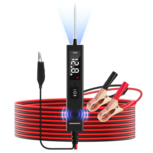Kfz-Spannungsprüfer, 12V 24V, 0-80V DC, Prüflampe Kfz-Schaltkreistester mit Schaltkreissonde Taschenlampe LED-Anzeige und Alarmton zum Testen von Kfz-Batterien/Durchgang/Erde/Polarität/Dioden Kfz-Spannungsprüfer, 12V 24V, 0-80V DC, Prüflampe Kfz-Schaltkreistester mit Schaltkreissonde Taschenlampe LED-Anzeige und Alarmton zum Testen von Kfz-Batterien/Durchgang/Erde/Polarität/Dioden von OBDMONSTER