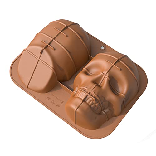 OBEST 3D Totenkopf Kuchenform, Große Totenkopf Backform, Schädel Silikon KuchenForm DIY Backen Dekorationen für Halloween Geburtstags Party Kuchen Whisky Cocktails Saft Schokolade Süßigkeiten Seife von OBEST