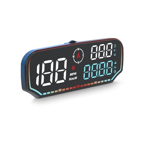 OBEST Head Up Display Auto HUD Anzeige, Digital GPS Tachometer, Auto Geschwindigkeitsmesser mit Geschwindigkeitsalarm, Car Speedometer mit drehbarem Saugnapfhalter für alle Autos Universal von OBEST