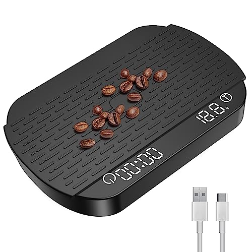 OBEST Digitale Kaffeewaage mit Timer,Elektronische Hochpräzise Mini Lebensmittelwaage 3kg/0.1g,LCD Anzeigebildschirm,Espresso Waage,Aufladung per USB von OBEST