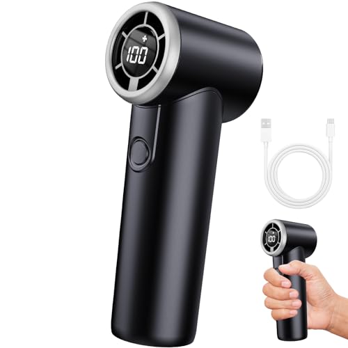 OBEST Handventilator,5-stufiger Wind,Bildschirm mit Stromanzeige,Kühlfunktion 2000mAh Akku Aufladbar Faltbal Hand Ventilatoren Tragbar Turbo Nackenventilator für Reisen, im Freien,Camping,Büro & Outdo von OBEST