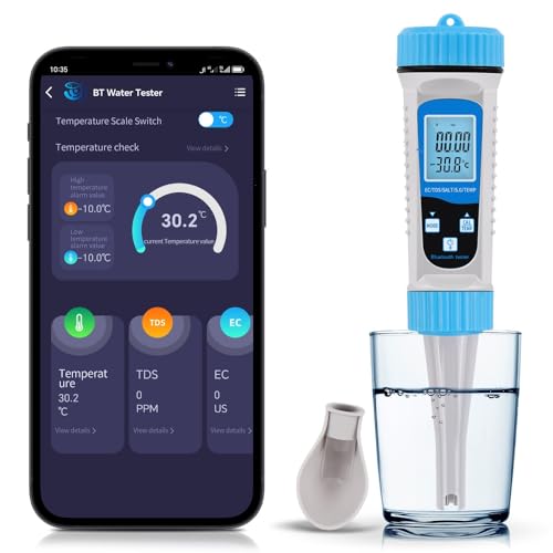 OBEST ec messgerät bluetooth, TDS EC Salzgehalt S.G TEMP 5-in-1 wasserhärte messgerät, digital Wasserqualitätstester App-Steuerung, wassertest für Aquarium, Pool, Aquakultur, Teich, Schwimmbad OBEST ec messgerät bluetooth, TDS EC Salzgehalt S.G TEMP 5-in-1 wasserhärte messgerät, digital Wasserqualitätstester App-Steuerung, wassertest für Aquarium, Pool, Aquakultur, Teich, Schwimmbad von OBEST