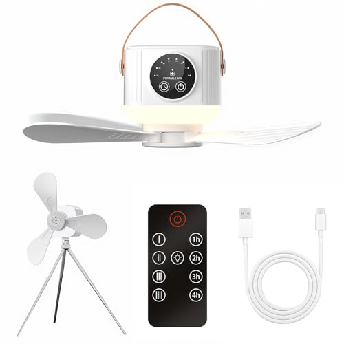 OBEST USB Campingventilator mit LED Licht, Wiederaufladbar mit Fernbedienung, Zeltventilator mit abnehmbaren Lüfterblättern,Timer,Stativ,Outdoor-Schlafsaal. OBEST USB Campingventilator mit LED Licht, Wiederaufladbar mit Fernbedienung, Zeltventilator mit abnehmbaren Lüfterblättern,Timer,Stativ,Outdoor-Schlafsaal. von OBEST