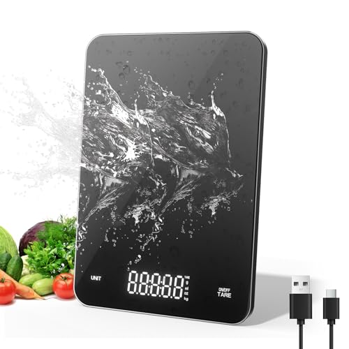 OBEST Wiederaufladbare Digitale Küchenwaage, 5kg/0.1g Küchenwaage elektronische, Gehartes Glas Wiegeplattform, Haushaltswaage Back- & Kochwaage, Schwarz OBEST Wiederaufladbare Digitale Küchenwaage, 5kg/0.1g Küchenwaage elektronische, Gehartes Glas Wiegeplattform, Haushaltswaage Back- & Kochwaage, Schwarz von OBEST