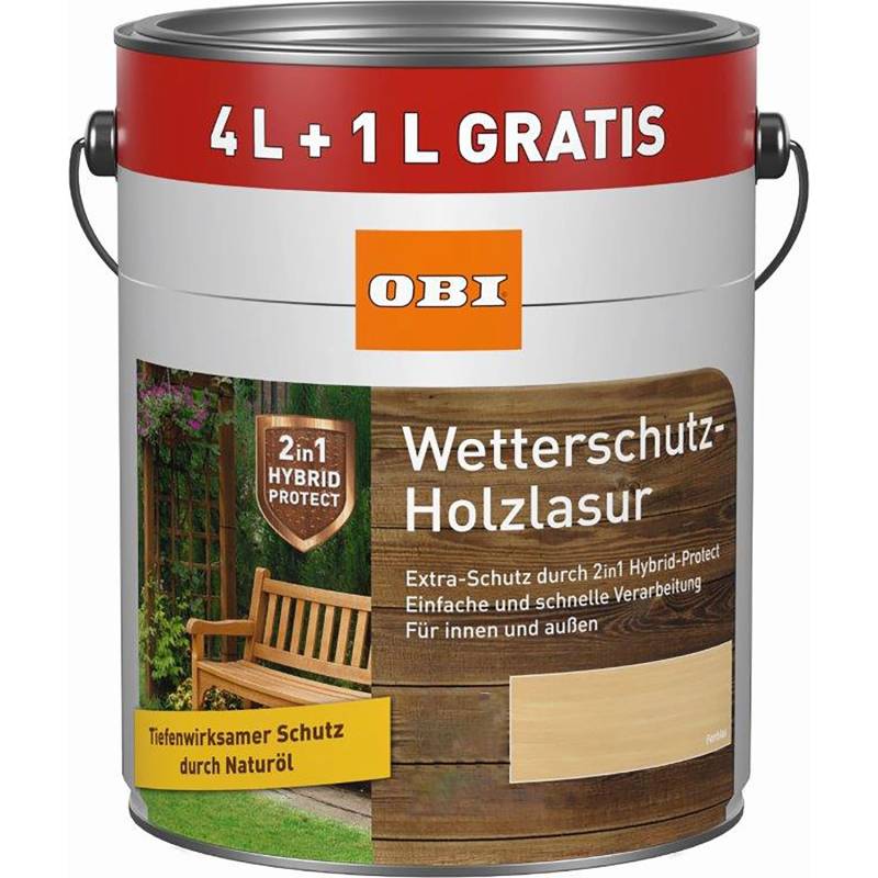 OBI Wetterschutz-Holzlasur 2 in 1 Farblos 5 l von OBI Eigenmarke