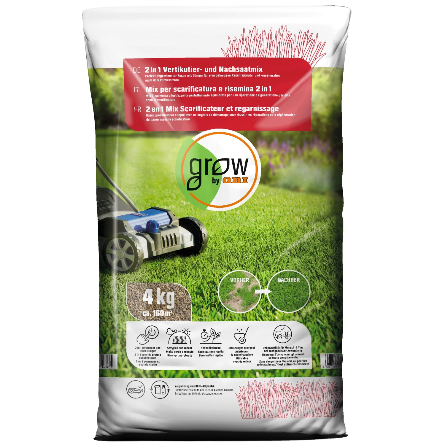 OBI 2 in 1 Vertikutier- und Nachsaatmix 4 kg von GROW by OBI