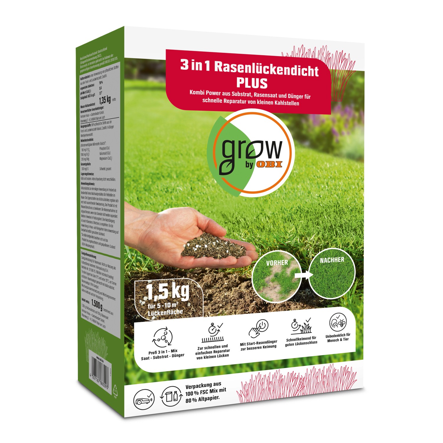 OBI 3 in 1 Rasenlückendicht Plus 1,5 kg von GROW by OBI