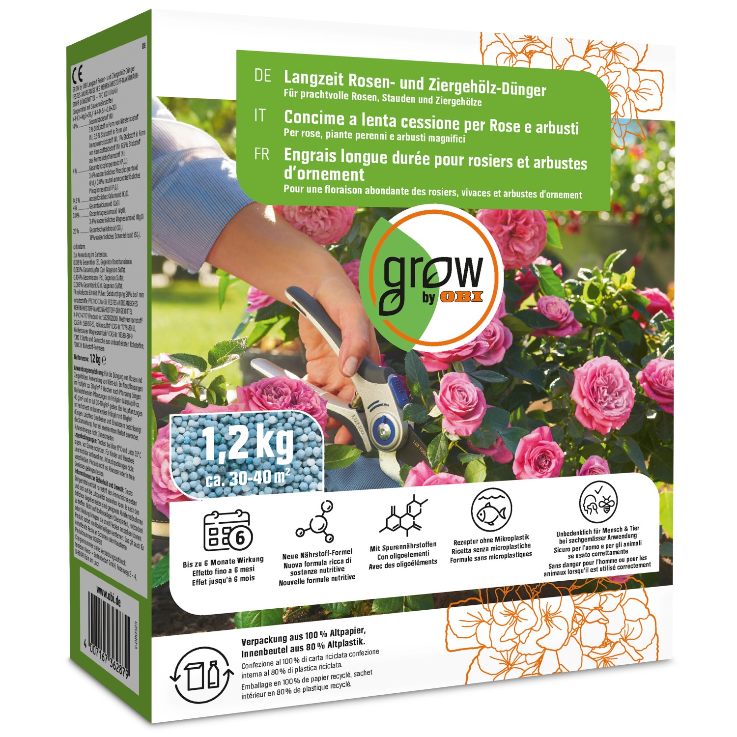 OBI Langzeit Rosen- und Ziergehölz-Dünger 1,2 kg von GROW by OBI