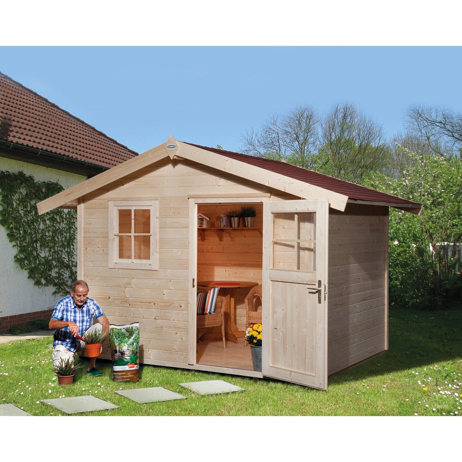 OBI Outdoor Living Holz-Gartenhaus Bozen Satteldach Unbehandelt 240 cm x 235 cm von OBI Outdoor Living