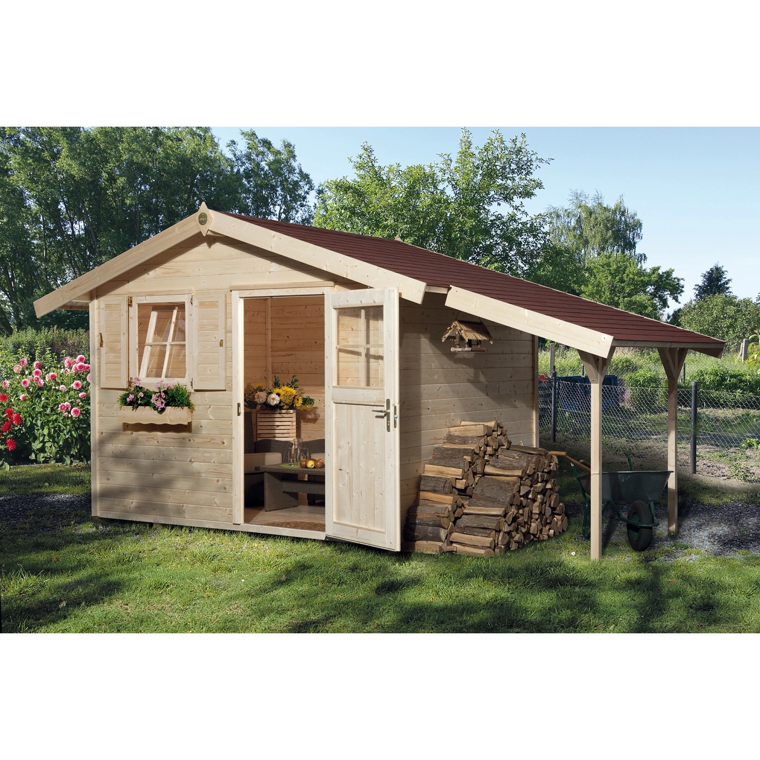 OBI Outdoor Living Holz-Gartenhaus Bozen Satteldach Unbehandelt 420 cm x 270 cm von OBI Outdoor Living