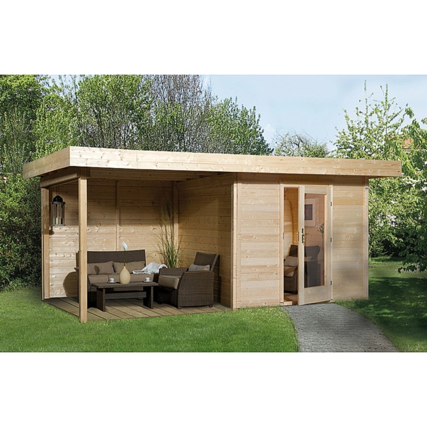 Holz-Gartenhaus Florenz Flachdach Unbehandelt 530 cm x 314 cm von OBI Outdoor Living