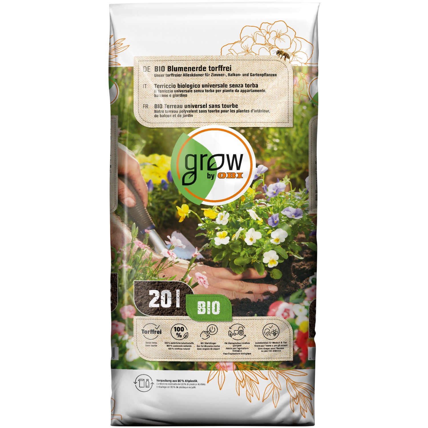 OBI Bio Blumenerde torffrei 1 x 20 l von GROW by OBI