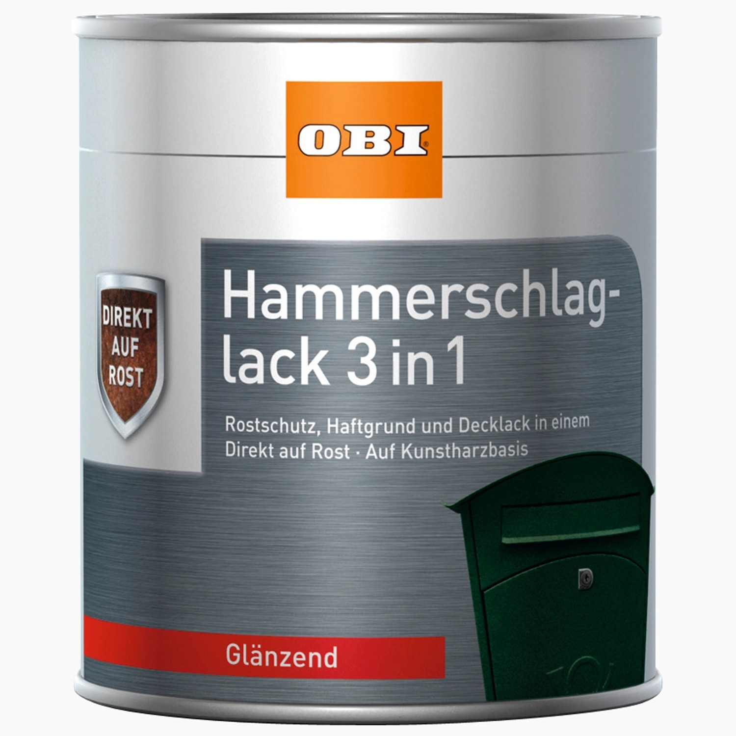 OBI Hammerschlaglack 3in1 Schwarz glänzend 750 ml von OBI