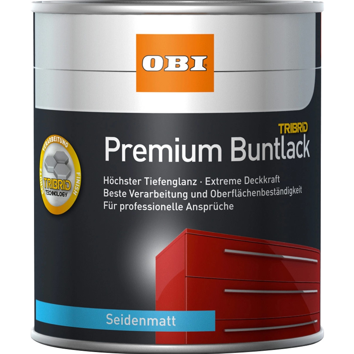 OBI Premium Buntlack Tribrid Tiefschwarz seidenmatt 125 ml von OBI