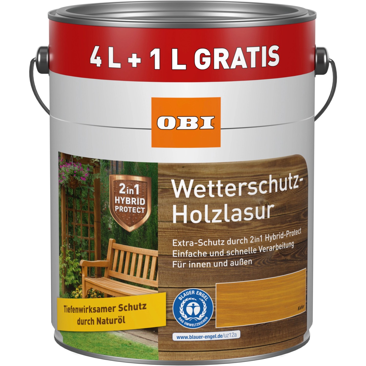 OBI Wetterschutz Holzlasur 2in1 Kiefer 5 l von OBI