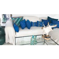 Das Boho Baja Blue Batik 4Er Set Vintage Kissen Deko Blaues Strandhaus 17 X Wohndeko Baumwolle von OBJECTSofMATTER