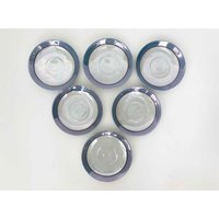 Das Meer Glas Set Von 6 Vintage Schillernden Platten Neuheit Home Dekor Küche Ware Blau Elfenbein Servieren Untertasse von OBJECTSofMATTER