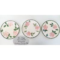 The Southern Potteries Vintage Teller Rosa Grün Mohn Floral Blue Ridge Handbemalte Porzellanteller | 3Er Set Geschirr von OBJECTSofMATTER