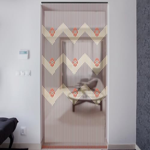 Bambusvorhang Türvorhang Bunt Holz Perlenvorhang Perlen Türvorhang Trennwand Insektensicher Holzperlenvorhang Raumteiler Dekovorhang für Wohnzimmer, Schlafzimmertür, Balkontür (90*195cm, 60 Strängen) von OBLLER