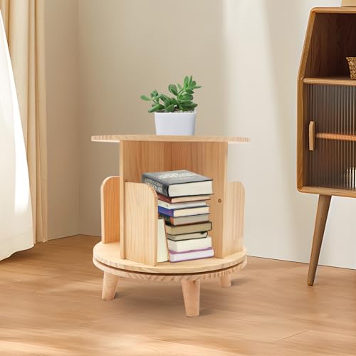 Drehbares Bücherregal, Runden Standregal, 360° Drehregal Holzregal mit Tischfuß, Bodenständer, Multifunktionales Dekoregal, Aufbewahrungsregal, Buch-Organizer für Schlafzimmer, Wohnzimmer (1 Etagen) Drehbares Bücherregal, Runden Standregal, 360° Drehregal Holzregal mit Tischfuß, Bodenständer, Multifunktionales Dekoregal, Aufbewahrungsregal, Buch-Organizer für Schlafzimmer, Wohnzimmer (1 Etagen) von OBLLER